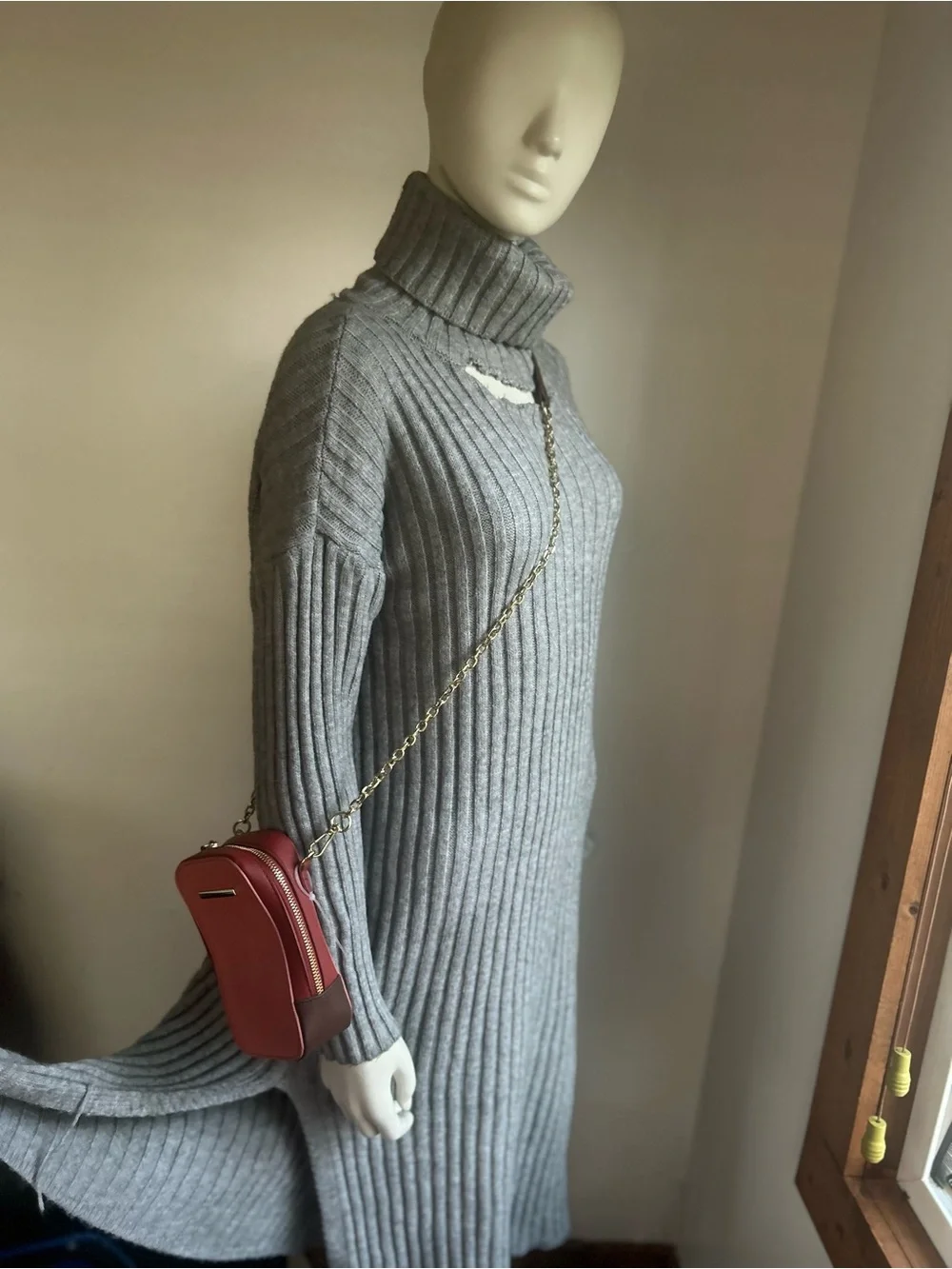 SHEIN xs Women’s Ribbed Turtleneck Sweater Dress - Gray